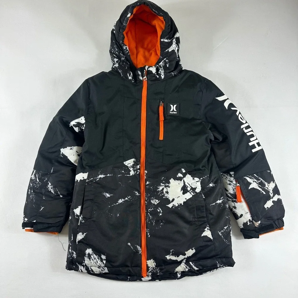 Hurley Youth Medium 10/12 Ski Snowboard Jacket Black Orange Mountains‎